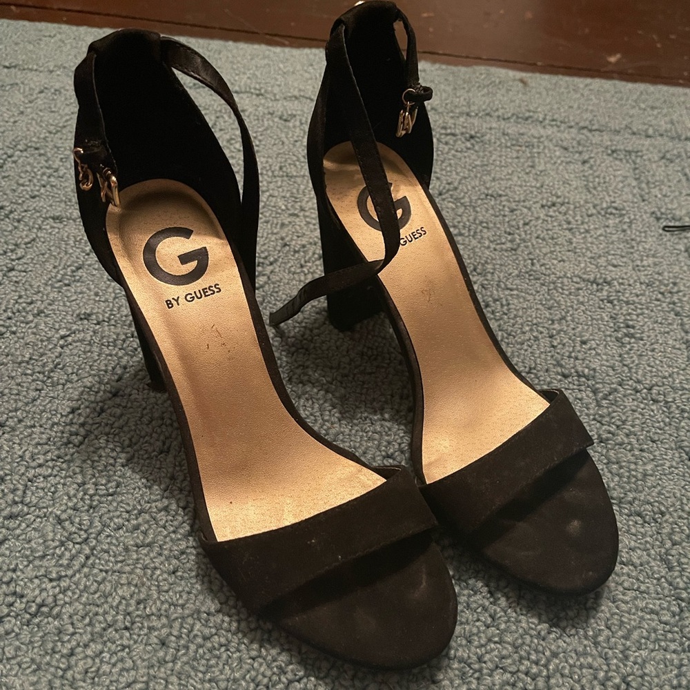 Black strap heels